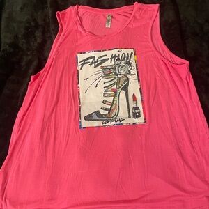Chic Pink Graphic Tank Top